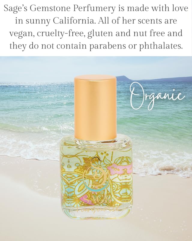 Turquoise Organic Perfume Oil Extract Roll-On by Sage- 1/4 oz, Vegan & Cruelty-Free, Marine Scent, Waterflower Musk, Blue Chamomile, Grapefruit - Made in USA