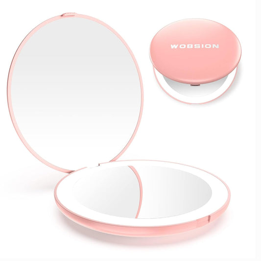 Wobsion Compact Travel Mirror - 1x/10x Magnification, Handheld 2-Sided, Perfect for Purses & Handbags