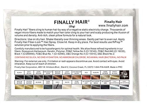 Hair Building Fibers 25 gram (ammonium chloride free) Refill Bag by Finally Hair. Compatible Replacement/Refill for Toppik Xfusion (Gray)