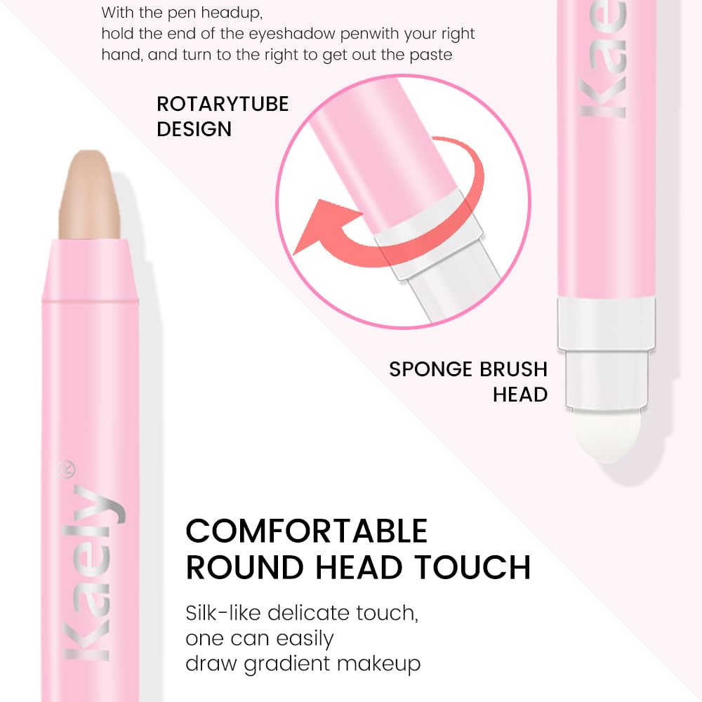 evpct 2Pcs Cream Eyeshadow Sticks Set for Eyes Waterproof, Rose Shimmer & Desert Matte Cream Eyeshadow Applicator Stick Pen, Long Lasting High Pigmented Eye Shadow sombras en crema para ojos 27 + 28