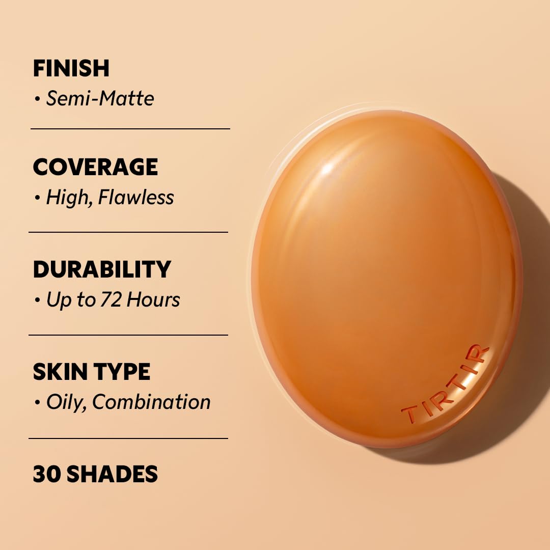 TIRTIR Mask Fit Ai Filter Cushion Foundation | AI-Like Semi-Matte Finish - Up to 72-Hour Medium to Full Coverage Korean BB Cushion Make up Beauty, #17N Vanilla, 0.63 Fl Oz