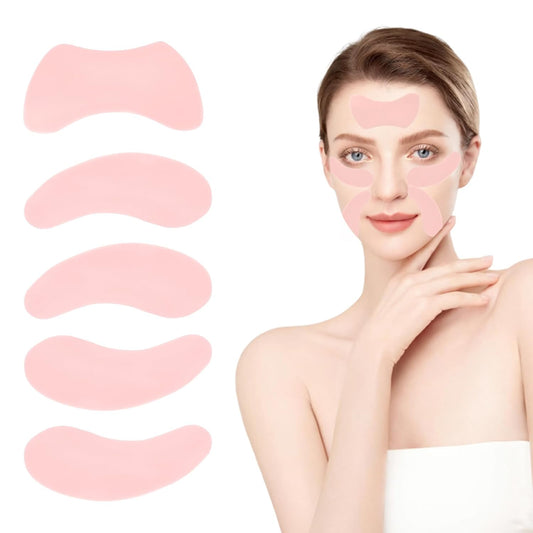 Reusable Eye Patches for Wrinkles Under Eye Patches Silicone Remove Forehead Wrinkles Smile Line Patches Kit (Pink)