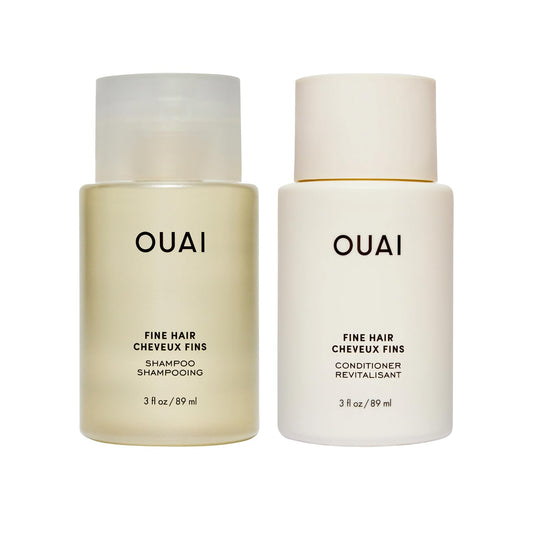 OUAI Fine Hair Shampoo & Conditioner Set, Travel Size - Volumizing Shampoo & Conditioner - With Strengthening Keratin, Biotin & Chia Seed Oil - Sulfate, Paraben & Phthalate Free (3 Oz)