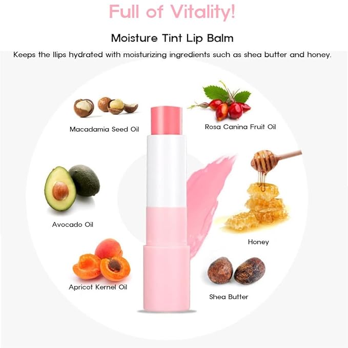 Moisture Tint Lip Balm-Vegetable oil, Shea butter, Avocado Oil-Long-lasting colors,Lip Repair,Dry Lip Treatment-Moisturizing Lip Care 0.12oz. (Coral)