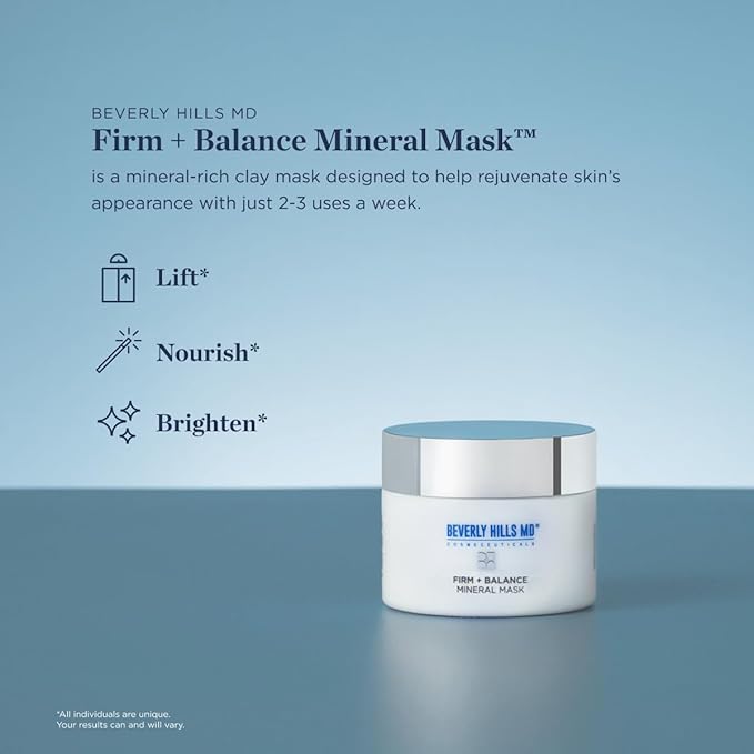 Firm + Balance Mineral Mask for Aging Skin- Exfoliating Clay Mask for Evening Complexion- Lift, Firm, Tighten Skin w/Pineapple & Papaya Enzymes, Tripeptides, Kakadu Plum