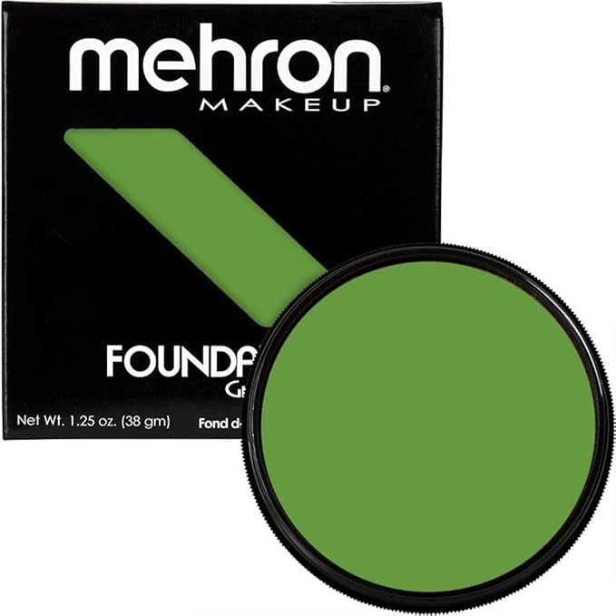 Mehron Makeup Foundation Greasepaint | Stage, Face Paint, Body Paint, Halloween Makeup 1.25 oz (38 g) (GREEN)