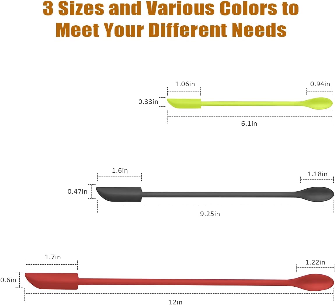 Silicone Spatula Set 6Pcs - Mini Scraper Tool for Beauty & Food （Reach Every Last Drop - Multi-Size Spatulas for Makeup Jars, Lotion Bottles & Kitchen Containers）