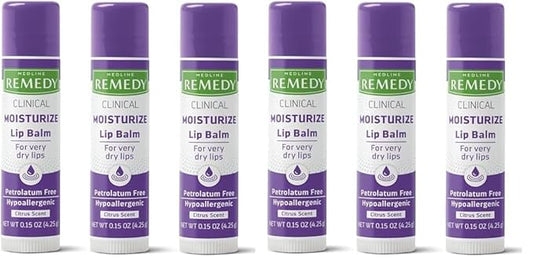 Medline Remedy Clinical Lip Balm, 3 Count, Citrus Scent, Moisturizing, Hydrating, Nourish, Nutrient Rich, Soothing Natural Oils, Revitalize, Comforting, Skin Conditioners, 0.15 oz Stick (Pack of 2)