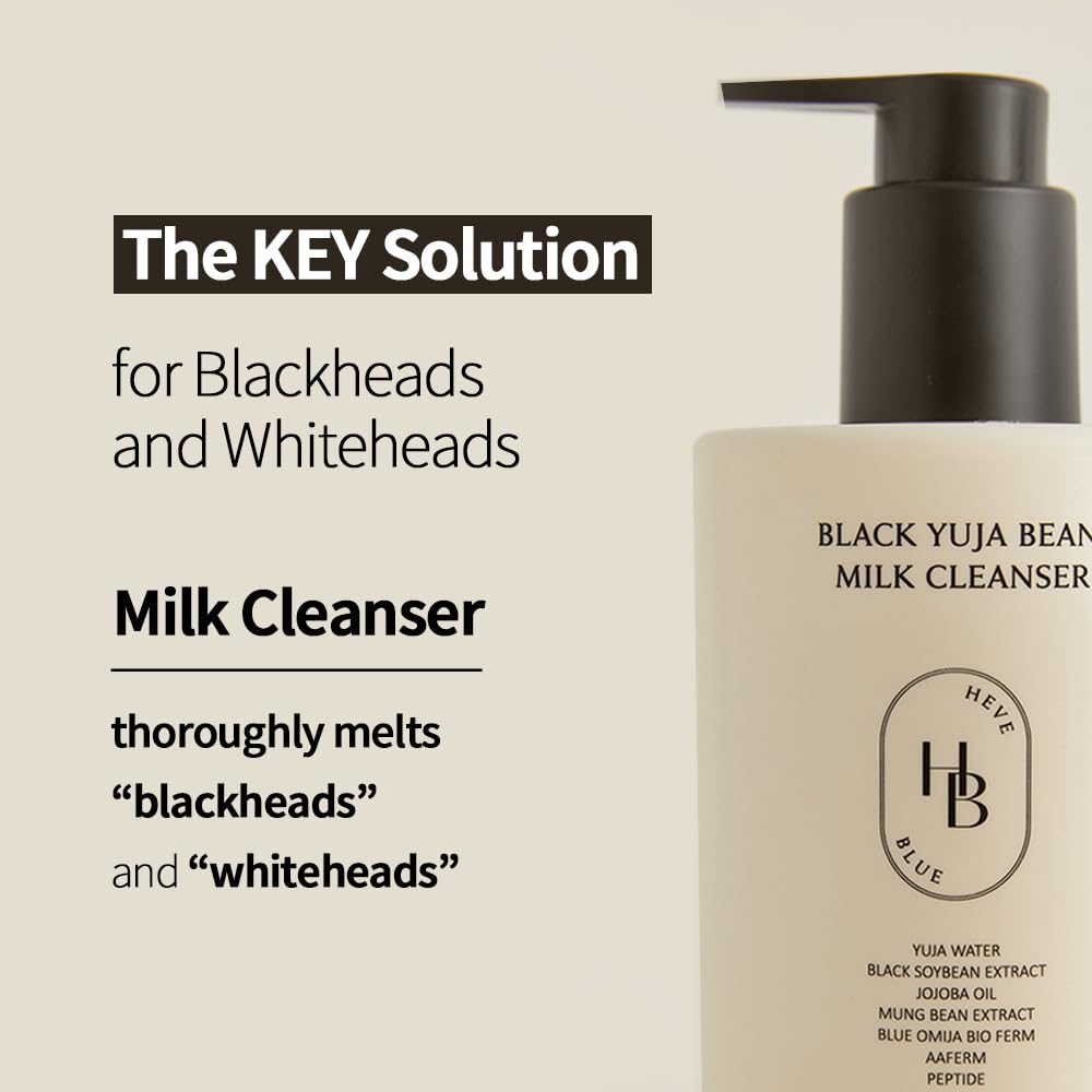 Black Yuja Bean Milk Cleanser - Sensitive Skin, Korean Skincare, Vegan, Hypoallergenic, Moisturizing, Hydrating, First Facial Cleansing, Cleansing Milk, K-Beauty, Gentle Face Wash