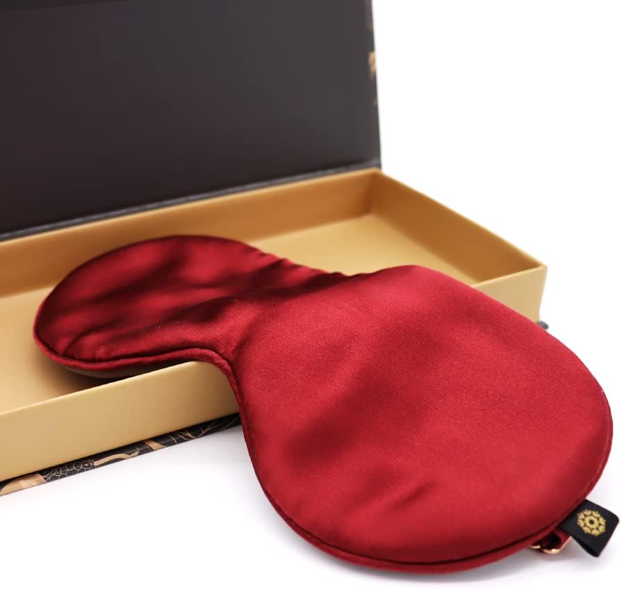 Premium Handcrafted 25 Momme Mulberry Silk Eye Mask for Sleeping (Red Velvet)
