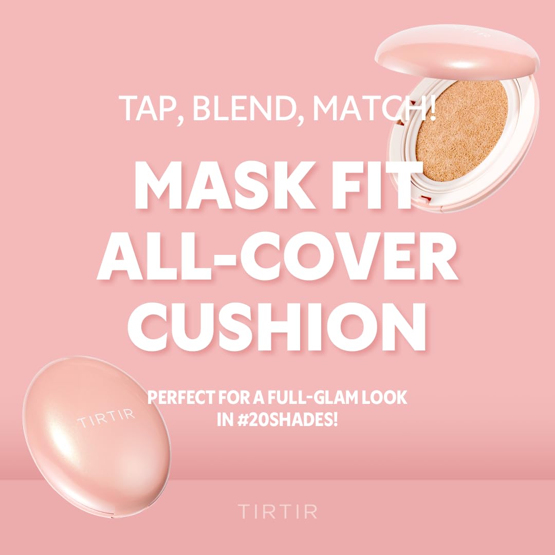 [*Mini Size*] TIRTIR All Cover Pink Cushion | Korean Cushion Foundation, (#21C Cool Ivory, 0.15 Fl Oz)