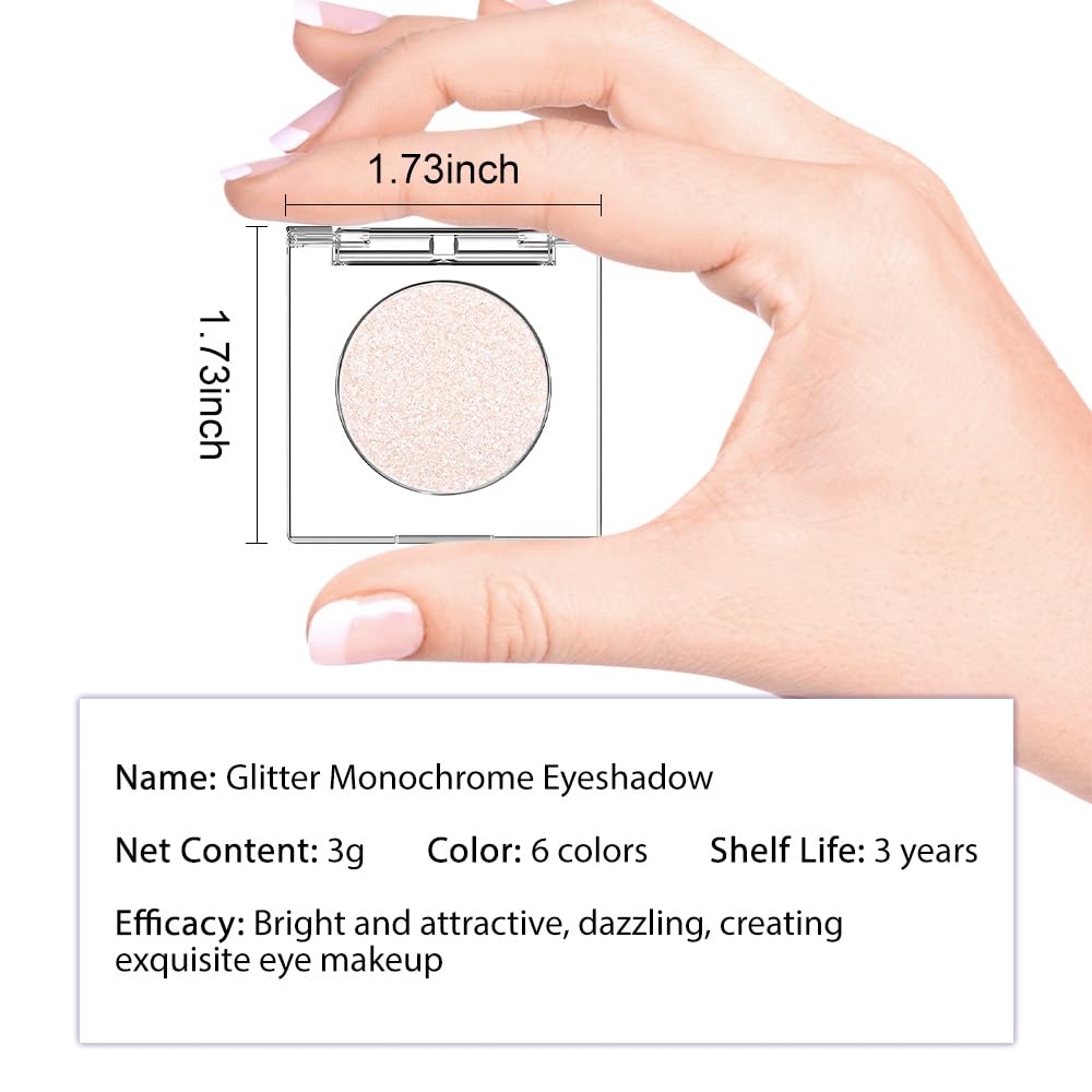 Beige White Monochrome Shimmer Eyeshadow Palette Makeup,Long Lasting Naturing-Looking Lightweight Glitter Single Eyeshadow,Neutral Powde Eye Shadow for Older Women