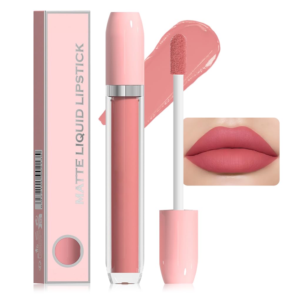 BINGBRUSH Super Matte Longwear No-Budge Stay On Smudge Proof Liquid Lipstick Long Lasting Makeup for Women,Highly Pigmented Color and Instant Shine, Cheeky