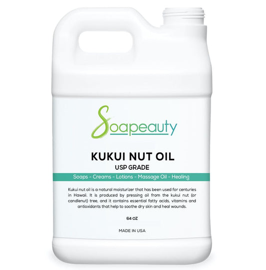 Soapeauty Kukui Nut Oil | 100% Pure & Natural | Cold Pressed | Moisturizing Oil for Skin, Hair, and Soap Making | 64 fl oz