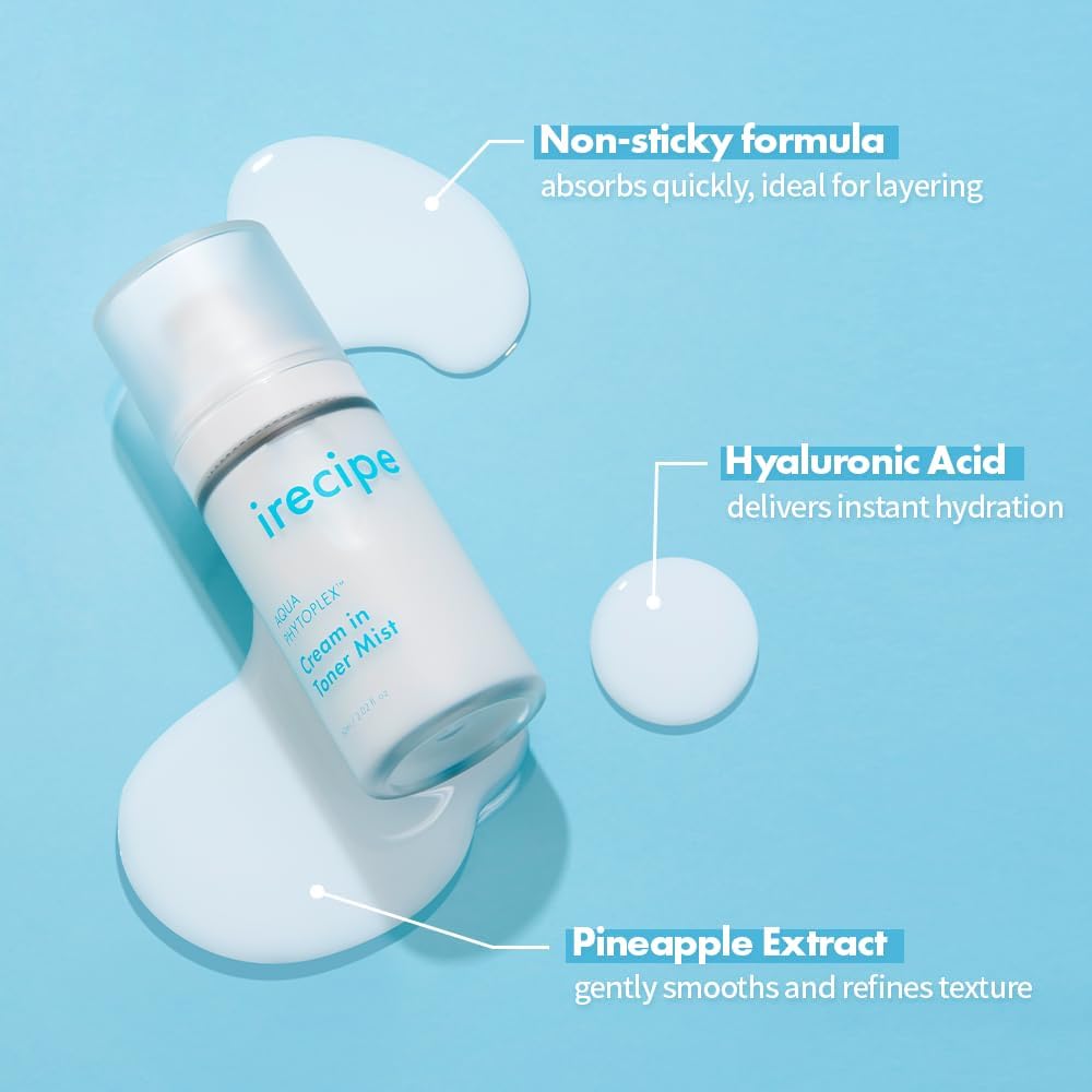 Aqua Phytoplex Cream in Toner Mist Long Lasting Deep Hydration, All-in-One Facial Mist for All Skin Type Unscented Clean Beauty, Vegan, Korean Skincare (60ml / 2.02 oz + 60ml Refill Pouch) (2)