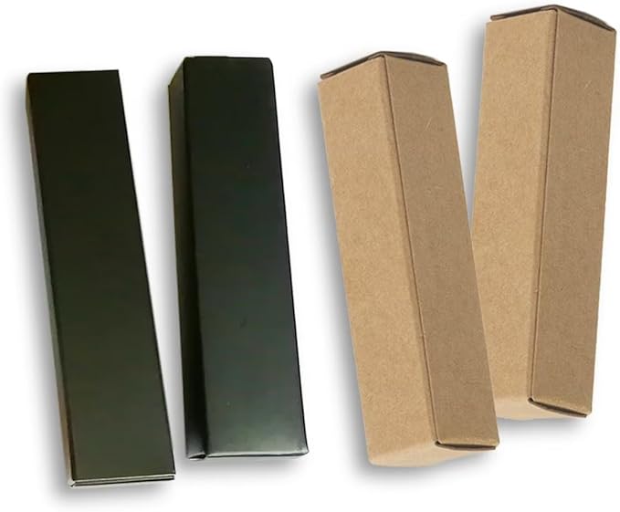 ANZKA 50 Pcs Lip Balm Boxes Packaging, 6.8x1.8x1.8cm Wrapping Box for 0.15Oz Lipbalm Containers Tubes, 5.5ml DIY Lipsticks Black Package Boxes