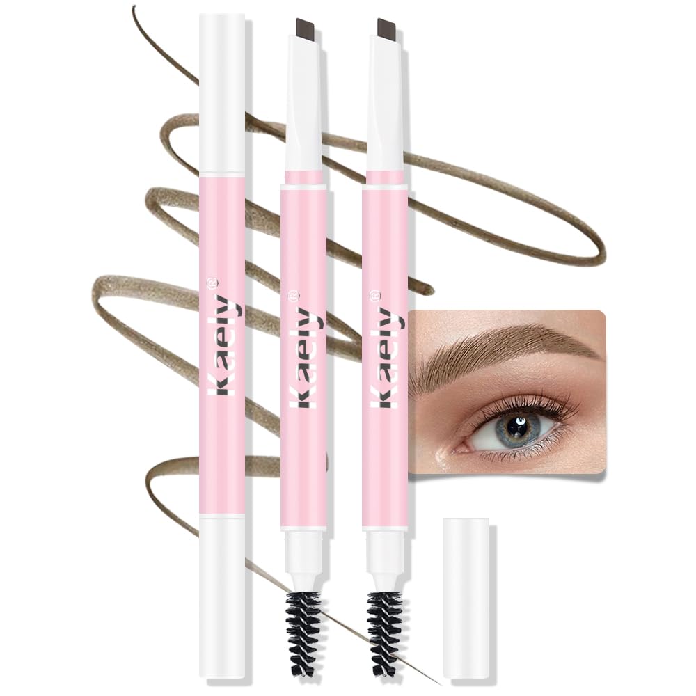 3Pcs Waterproof Eyebrow Pencil, Professional Makeup Micro Brow Pencil, Double-ended ultra-fine eyebrow pencil, Ultra-Fine Mechanical Pencil (3, 04#Light Brown)