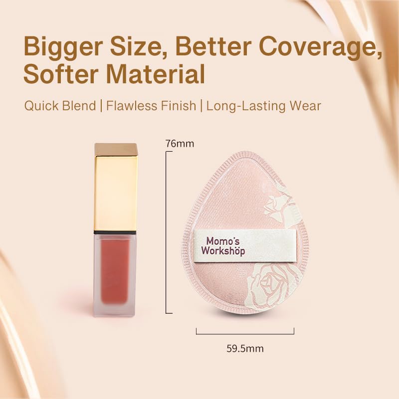 Makeup Sponge, Rubycell, Egg Shape, Foundation Sponges with Glossy PU Leather, for Liquid/Sheer Foundations, Cosmetic Puff, Medium Bounce,Travel Friendly & Reusable,2pcs & Storage Case