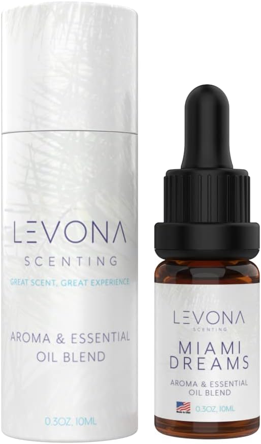 Levona Scent Essential Oils for Diffusers for Home: Miami Dreams Hotel & Home Luxury Scents Fragrance - Aroma Oil with Notes of Bergamot Oil & Pine Essential Oil -10 Ml Scented Oils for Diffuser