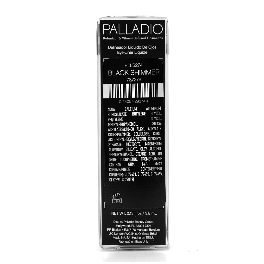 Palladio Liquid Eyeliner, Black Shimmer, Highly Pigmented, Waterproof, Smear-Proof, Includes Easy G Wand Applicator