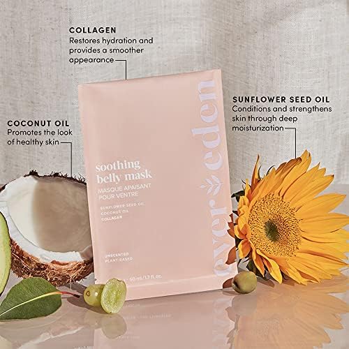 Evereden Soothing Belly Mask - 4 Belly Masks for Pregnant Women 2nd & 3rd Trimester - Hydrating, Nourishing, & Soothing Pregnancy Skin Care Belly Masks - Clean & Vegan Pregnancy & Maternity Products