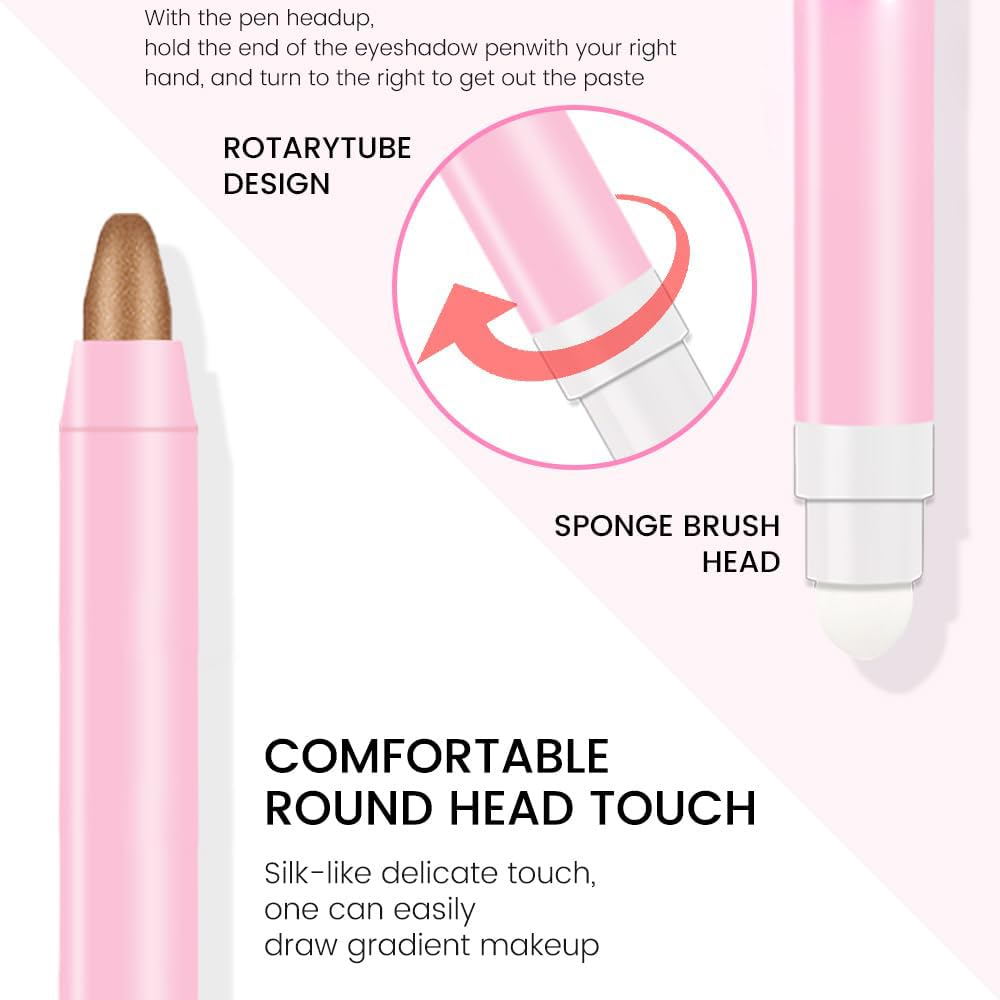 evpct 1Pcs Bronze Shimmer Cream Eye Shadow Brightener Sticks for Eyes Waterproof Pigmented, Double Ended Cream Eyeshadow Stick Pencil Pen with Applicator, Eye Shadow Palette Highlighter Makeup 20