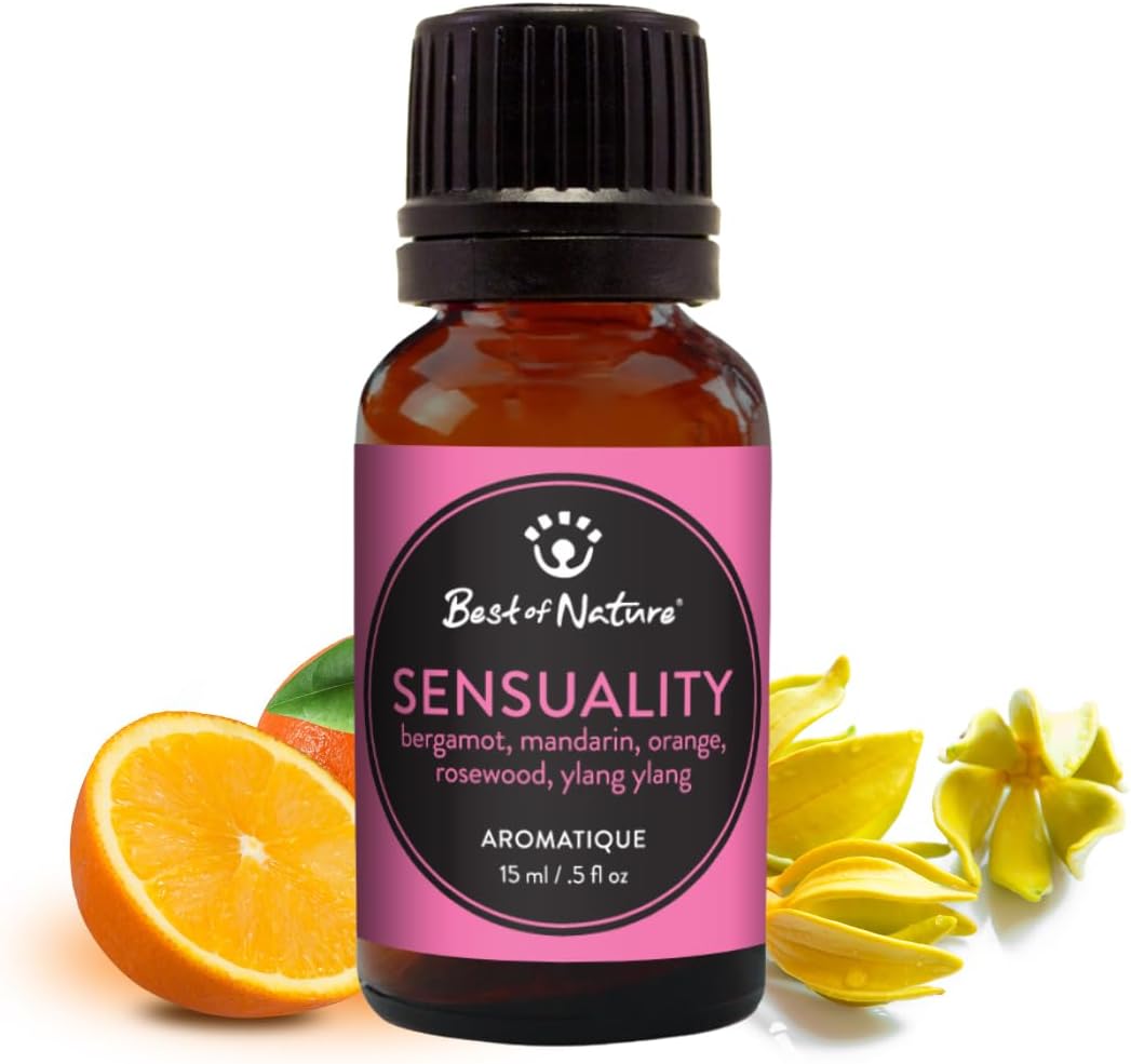 Sensuality Essential Oil Blend – Ylang Ylang, Bergamot, Mandarin, Orange & Rosewood – 100% Pure for Diffuser, Massage, Mood & Self-Care – Romantic Aromatherapy