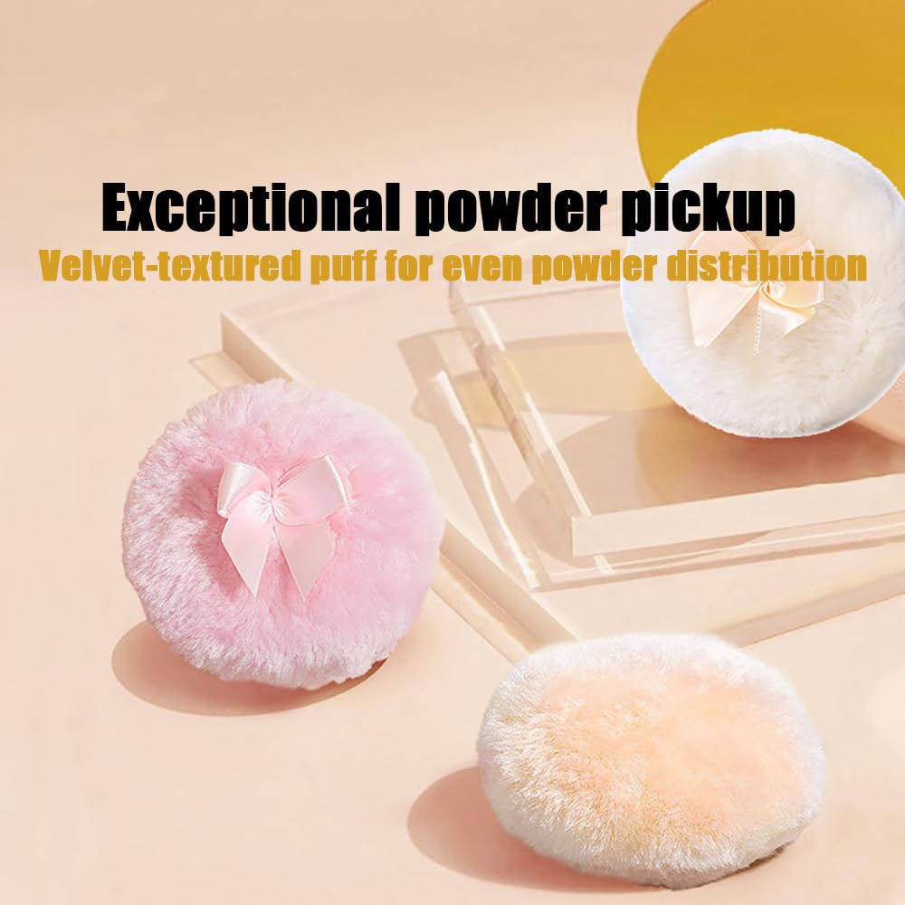 Luxury 4 Inch Glass Loose Powder Container with 2 Soft 3.5" Puffs｜Non-Sealed Refillable Organizer Storage for Body Powder Makeup & Jewelry & Setting Applicator(Butterfly-Colorful)