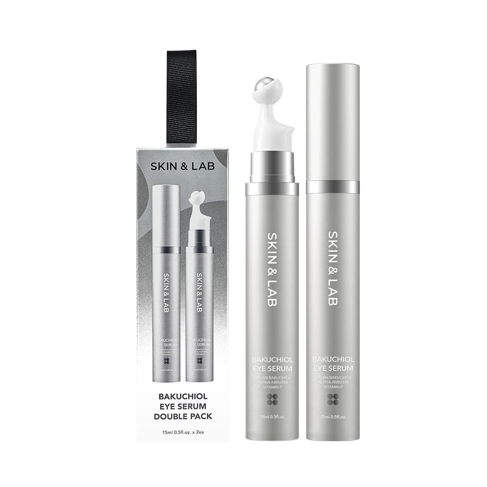 [SKIN&LAB] Bakuchiol Eye Serum with Caffeine, Roll-on Korean Under Eye Serum, Anti-Aging Wrinkle Care for Fine Lines, vegan, cruelty-free (1.0 Fl Oz (Pack of 2))