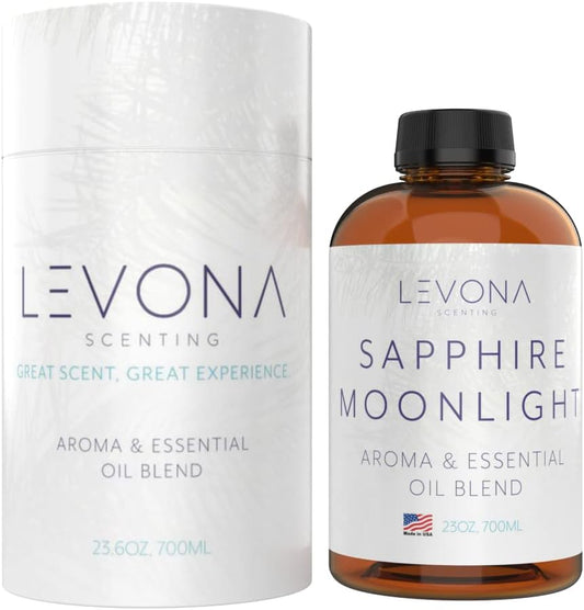 LEVONA Scent 100% Pure Essential Oils for Diffusers and Humidifier, 700ml Aromatherapy Scented Oils Perfect for Sleep, Relaxation and Stress Relief, Made in USA (Sapphire-Moonlight, 700ml)