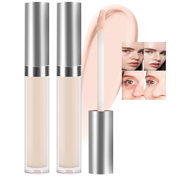 Kaely 2Pcs Hydrating Concealer Wand,Full Coverage Liquid under Eye Concealer,Long Lasting Waterproof Primer Makeup for Dark Circles and Puffiness Trouble Spots Redness,Eye Ring corrector de ojeras 01