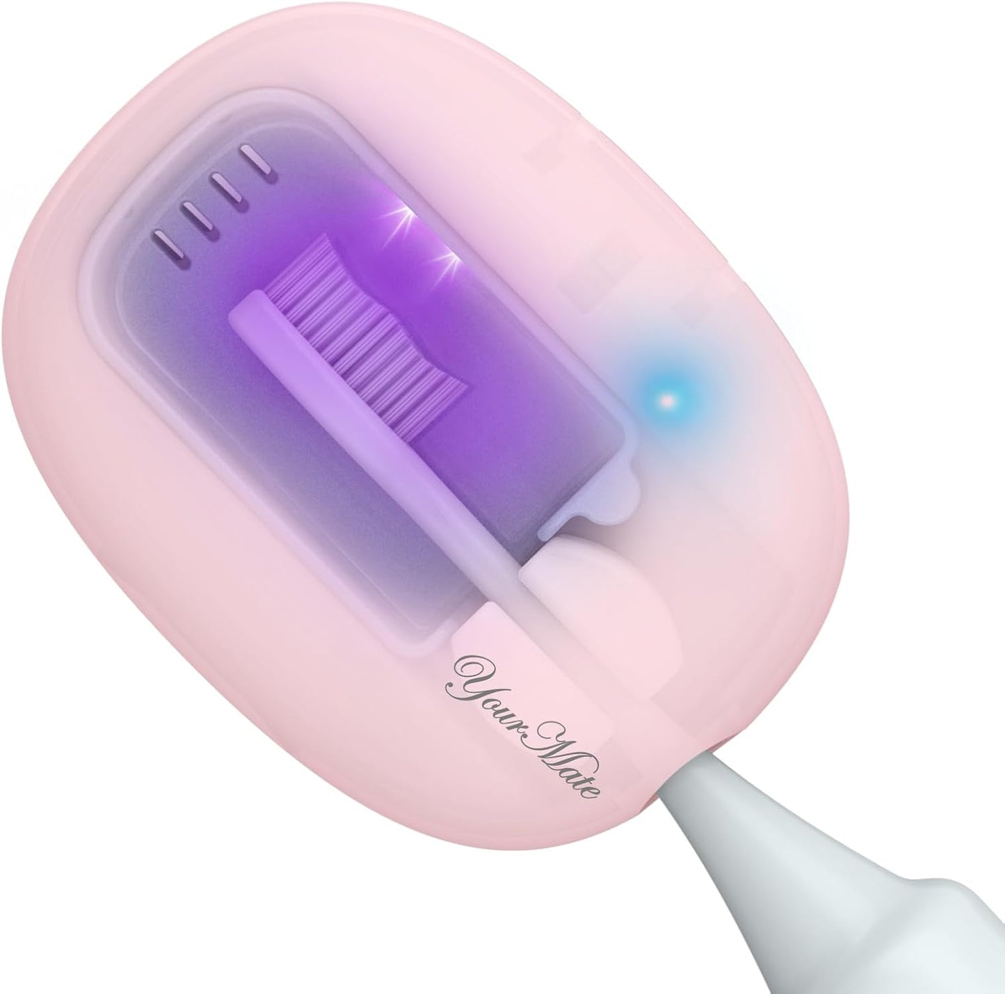 YourMate UVC Rechargerable Toothbrush Sanitizer Case Travel Toothbrush Covers Case with Holder for Houshold and Traveling or Business Trip Pink
