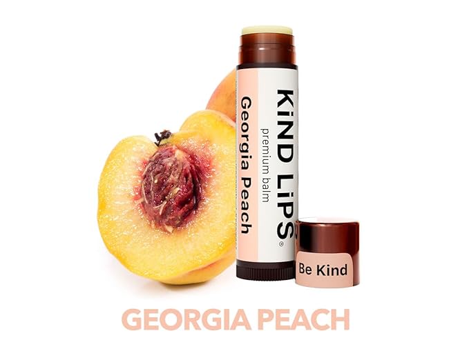 Kind Lips Lip Balm - Nourishing & Moisturizing Lip Care with Shea Butter, Beeswax & Vitamin E | Georgia Peach Flavor | 0.15 Oz (Pack of 3)