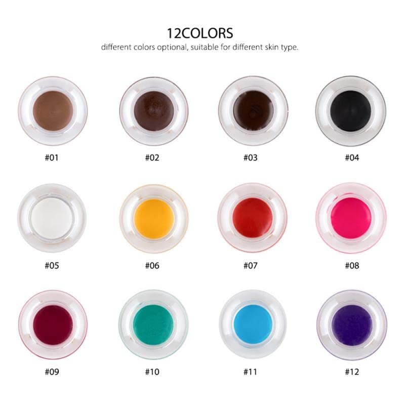 MAEPEOR 12 Colors Eyebrow Pomade Full-pigmented Long Lasting Waterproof Eyebrow Cream Gel Filling & Shaping Tinted Eyebrows Enhancers with Brush for Daily or Cosplay (02 Dark Brow)