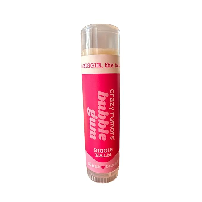 Crazy Rumors Biggie Bubble Gum Flavored All Natural, Plant Based Lip Balm to Moisturize and Nourish your Lips - Bubble Gum Tube 0.6 oz (4x Larger than standard 0.15 oz lip balm)