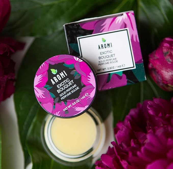 Aromi Solid Perfume | Floral Fragrance, Red Currant, Tuberose, Woodsy Scent, Vegan, Cruelty-free, Stocking Stuffer, Travel, Small Women’s Gift, Concentrated, Alcohol-Free (Exotic Bouquet)