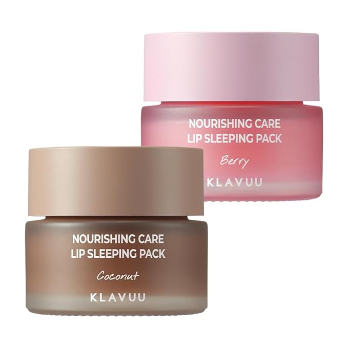 Klavuu Nourishing Care Lip Sleeping Pack (Coconut & Berry) - Overnight Exfoliating & Nourishing Lip Treatment Balm for Dry Lips - Natural Moisturizing Lip Oil with - Lip Balm to Repair & Protect Lips