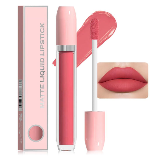 BINGBRUSH Super Matte Longwear No-Budge Stay On Smudge Proof Liquid Lipstick Long Lasting Makeup for Women,Highly Pigmented Color and Instant Shine, Cheeky