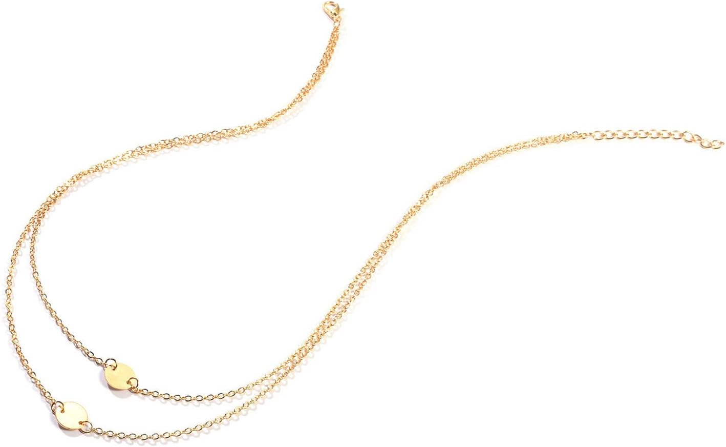 Boho Layered Sequins Pendant Necklace Coin Necklace Gold Necklace Disc Pendant Necklace Chain Circle Necklace Jewelry for Women