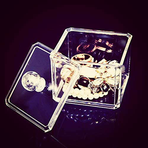 Square Acrylic Cotton Ball Pads Gauze Swab Holder Organizer Q-tip Dispenser Storage Canister Bathroom Container Flossers Box Case (3.5 x 3.5 x 3 inches, Single Tier, Transparent)