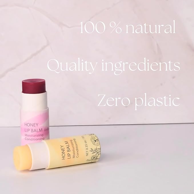 Organic Honey Lip Balm - 100% Grassfed Beef Tallow Chapstick for Women, Natural Raw Honey & Argan Oil - Ultra Moisturizing, Conditioning, Chemical Free - 3 Pack (3x0.28 oz) Tinted