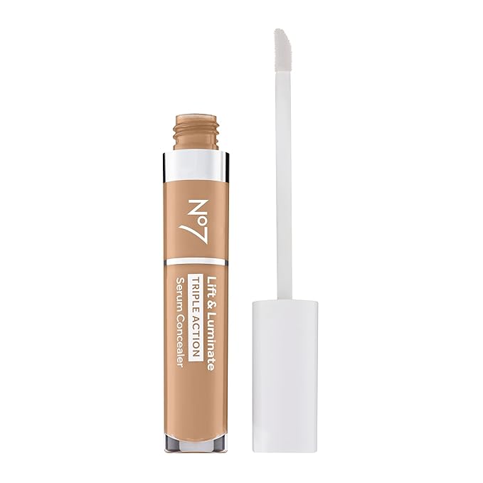 No7 Lift & Luminate Triple Action Serum Concealer - Medium - Anti Aging Liquid Concealer Makeup for Blemishes & Dark Circles - Medium to Full Coverage Concealer for Face (8ml)