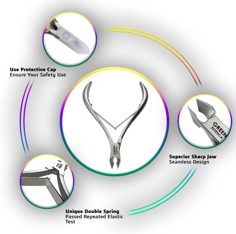 Professional Cuticle Trimmer with Cuticle Pusher Nail Cuticle Remover Nipper Silver Stainless Steel Sharp Blades Manicure Tools with Double Spring Nail Care Pedicure Nail Tools Home Spa (Silver)