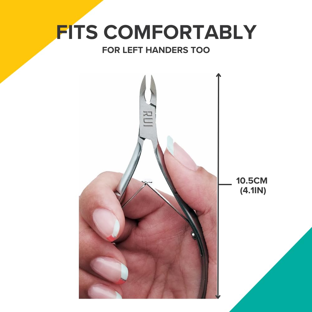 Rui Smiths Professional Cuticle Nippers | Precision Surgical-Grade Stainless Steel Cuticle Trimmer, French Handle, Double Spring, 5mm Jaw (Half Jaw)