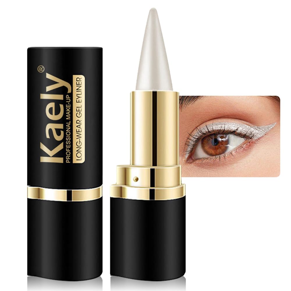 Kaely Silver Gel Eyeliner Pencil,Waterproof Smudge Proof Eye Liner Pen,Cat Eye Goth Halloween Makeup,Eye Black Face Paint Lipstick Crayon,Color Colorful Eyeliner Eyeshadow Stick,01
