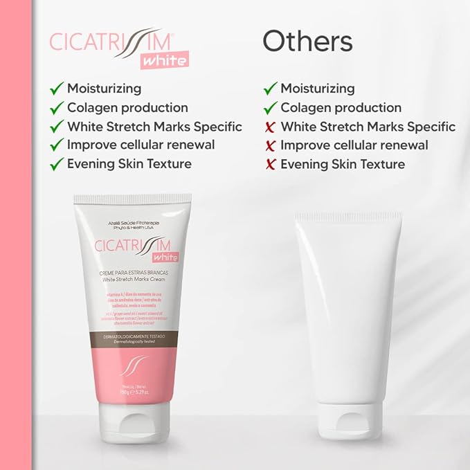 Cicatrissim White Stretch Mark Fade and Removal Cream - Innovative Formula With Pure and Powerful Natural Ingredients From Brazilian Flora - For All Skin Types.
