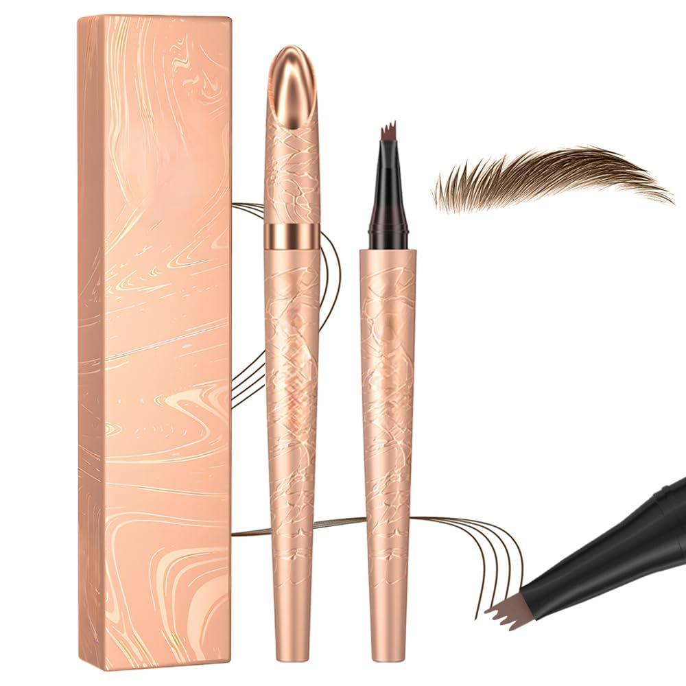 Microblading Eyebrow Pencil, 2025 New Waterproof Eyebrow Pencil, Premium Microblading Eyebrow Pen with 4 Tip, Long-Lasting Natural Magic Eyebrow Makeup Fine Stroke Eye Brow Pen for Women (Dark Brown)