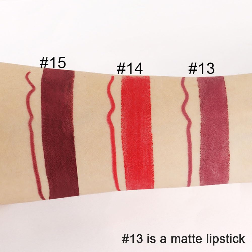 Kaely 2-in-1 Mauve Red Lip Liner & Lipstick Set Kit for Women, Matte Lips Kit with Lip Liner Lip Stains Long Lasting Waterproof 24 Hour Lipstick and Lip Liners Combo Lipliners Pencil Set 13