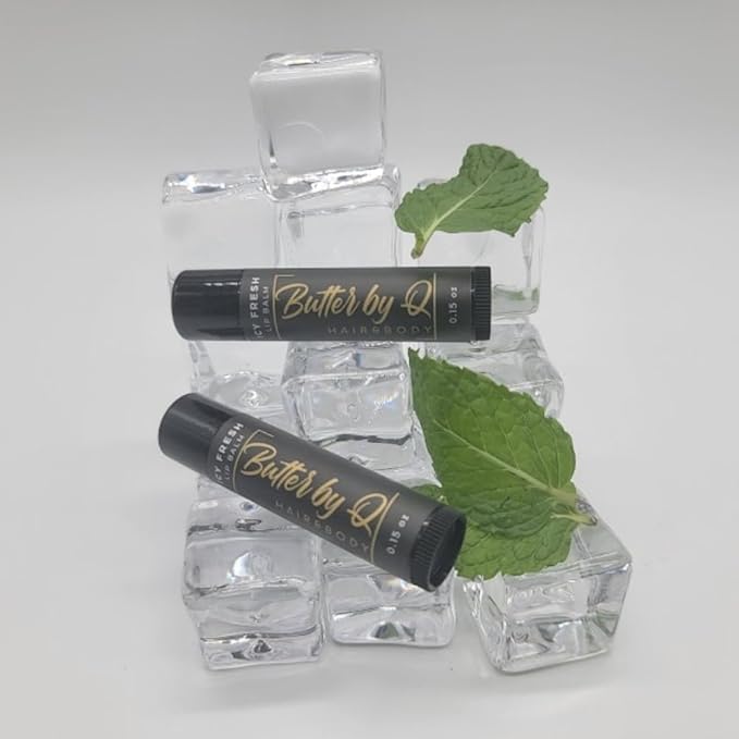 Butter By Q- Icy Fresh Lip Balm- Best Lip Balm, Dry, Chapped Lips. A 100% Natural Alternative to Chapstick. Natural Shea Butter Lip Balm, Lip Moisturizer, and How to Get Rid of Chapped Lips, Kid Safe.