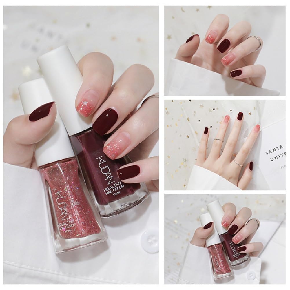 Nail Polish set - Nail Lacquer Quick Dry, Full Size, Vibrant, Colorful, Trendy, Glitter, Glossy, Metallic, Matte Nail Art Nail Shades (N23 Western Bordeaux, 52g)